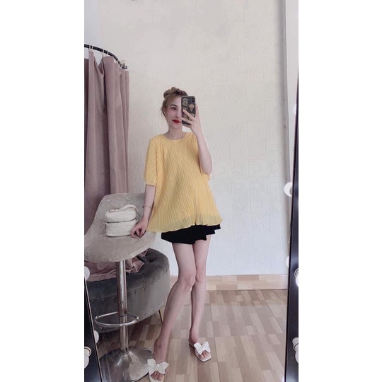 Áo bầu thiết kế dập li Quảng châu,Áo Bầu mùa hè công sở vải voan lạnh dập ly
