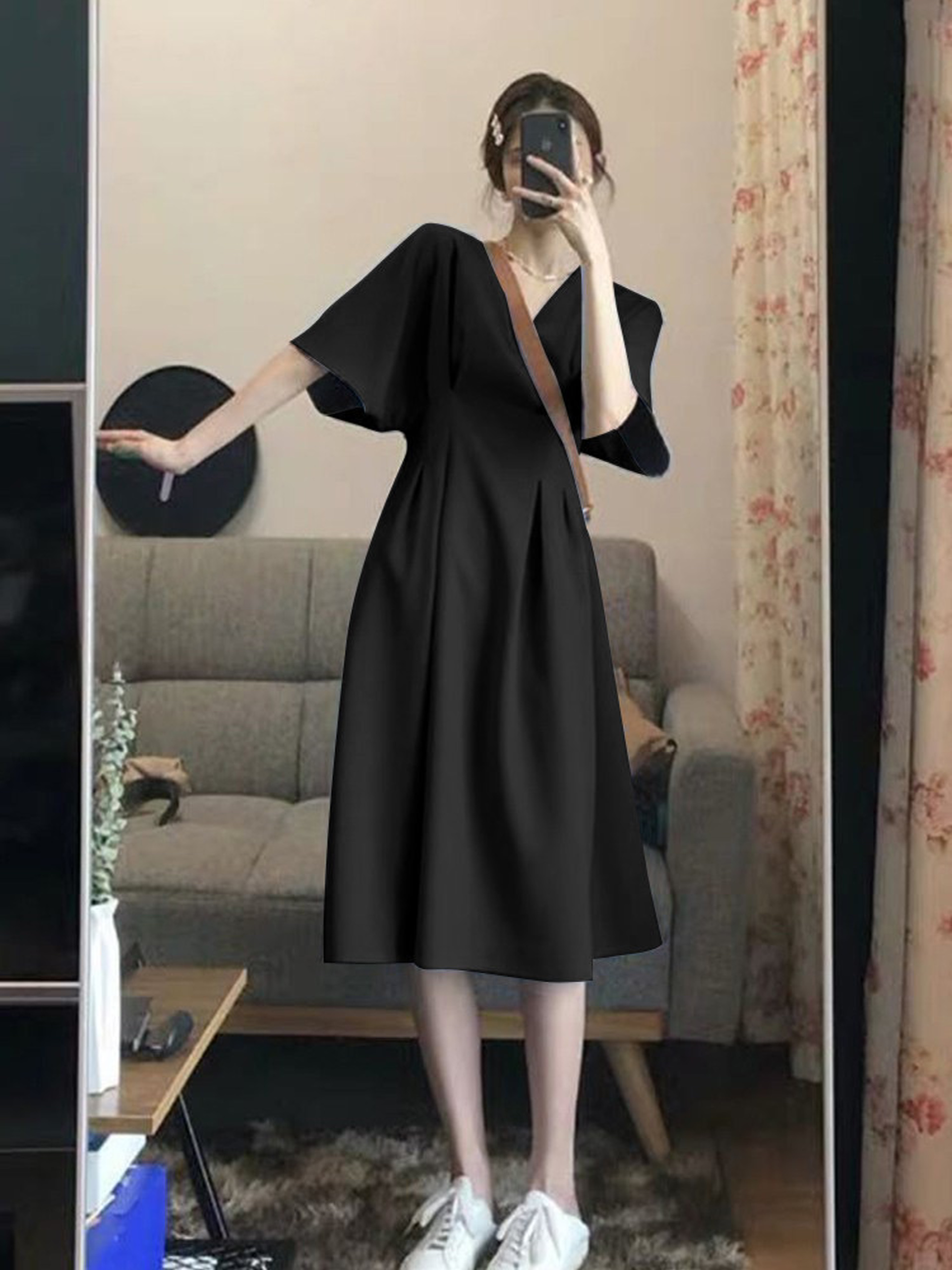 D59 - Đầm Bigsize Cánh Dơi Bo Eo