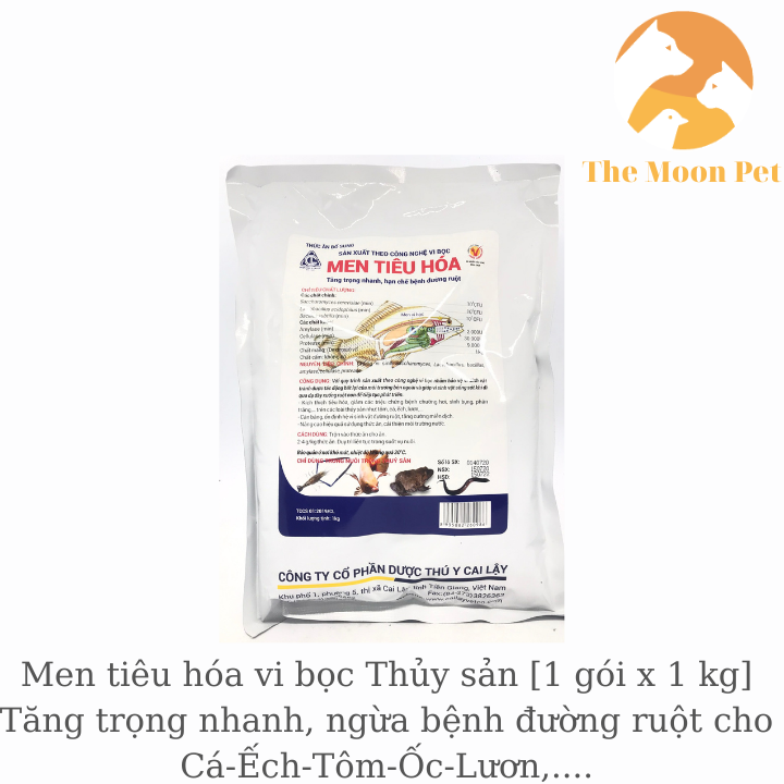 Men tiêu hóa vi bọc Thủy sản [1 gói x 1 kg] Tăng trọng nhanh, ngừa bệnh đường ruột cho Cá-Ếch-Tôm-Ốc-Lươn, cá cảnh