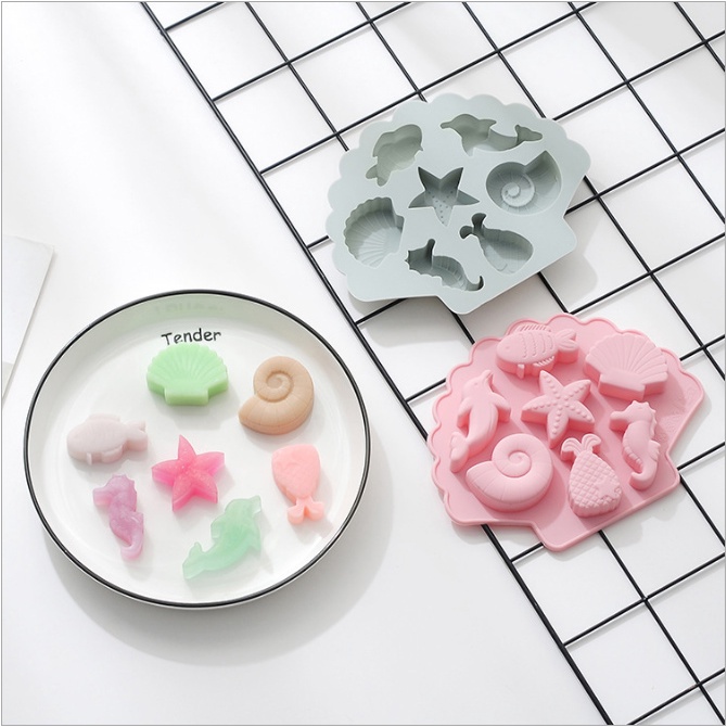 Khuôn Silicon 4D Đổ Socola/ Kẹo chip chip /Pudding Hình Động Vật Biển