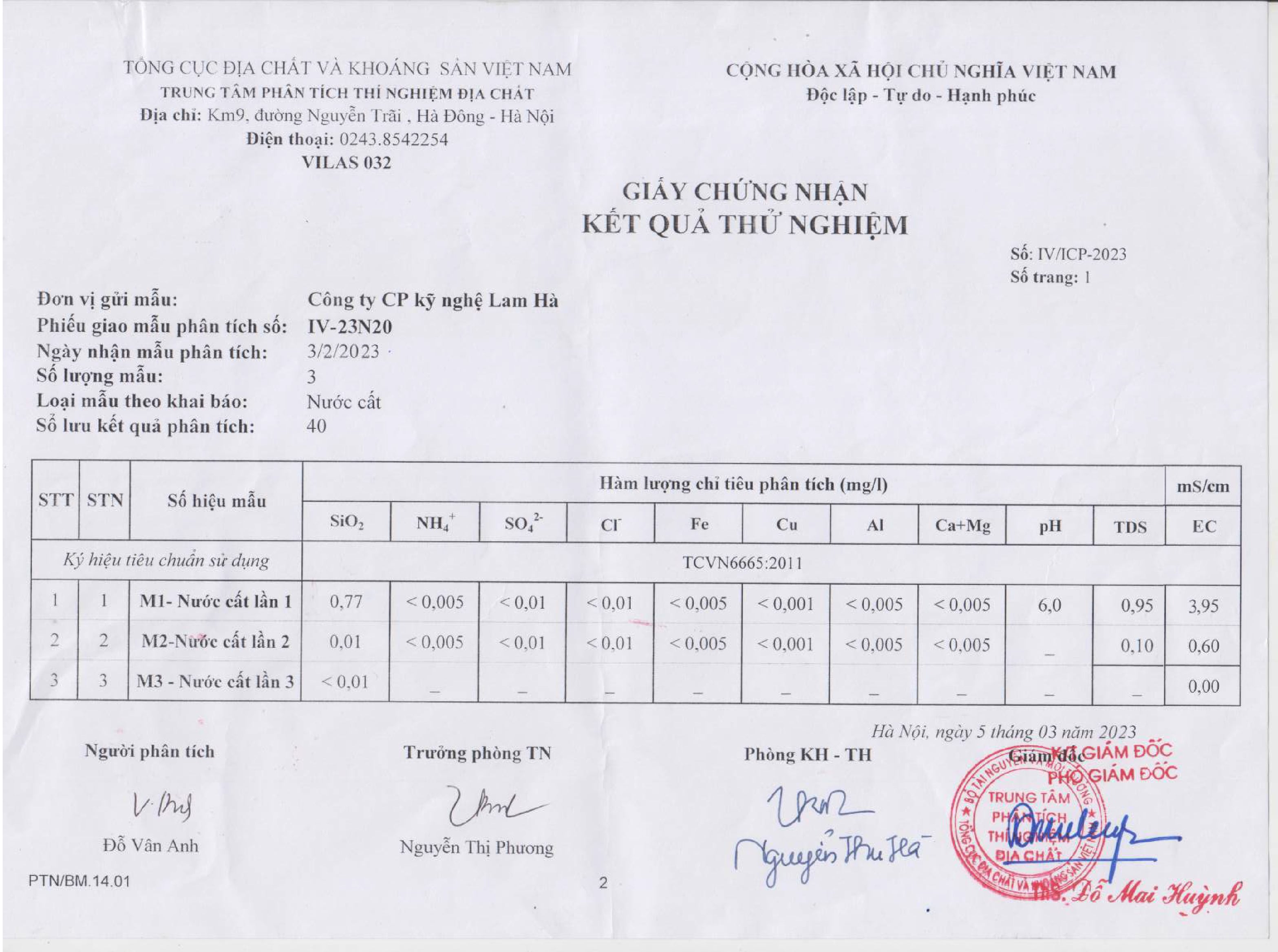 Nước cất 3 lần chai 1 lít