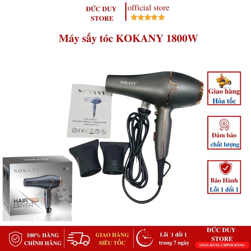 Máy sấy tóc nóng lạnh 3 chiều sokany 8807 tiện lợi