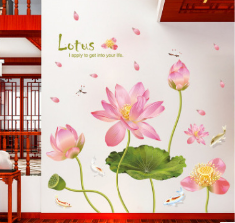 Dcal dán tường mẫu: Cành hoa sen to