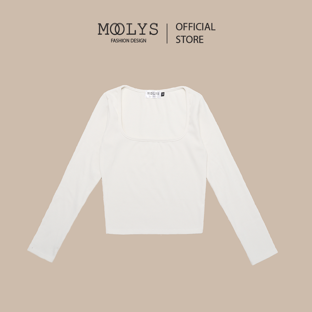 Áo crop top MOOLYS basic, cổ vuông, dài tay MC013