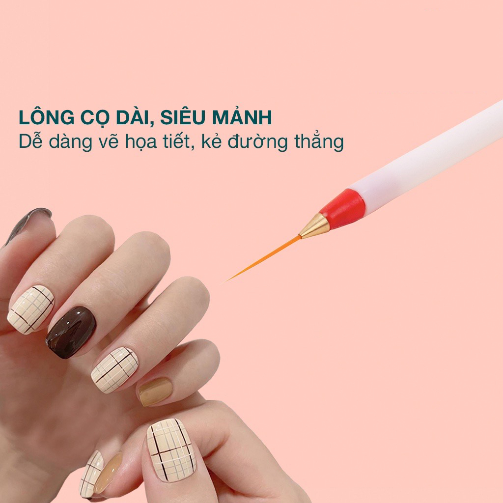 Set 3 cọ râu, set cọ vẽ nét trang trí móng (Set)