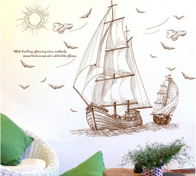 [HCM]Decal trang trí Thuyền Tranh lớn nhỏ.