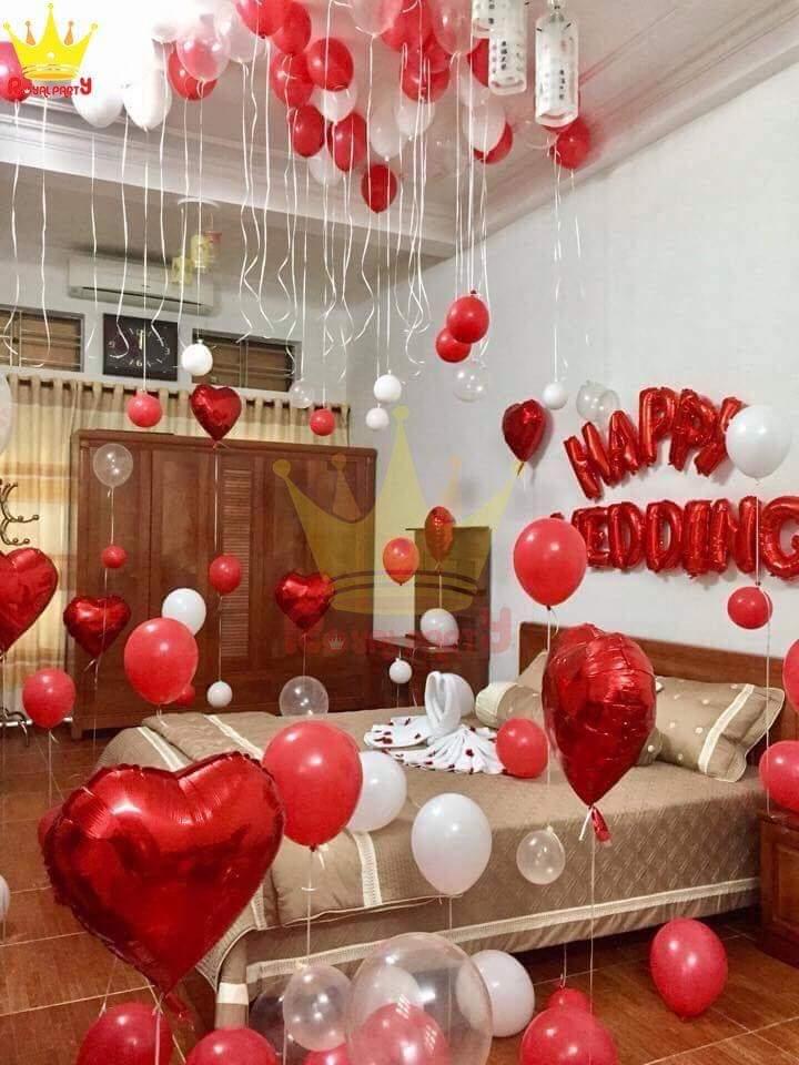 Set bóng trang trí phòng cưới phòng tân hôn màu đỏ