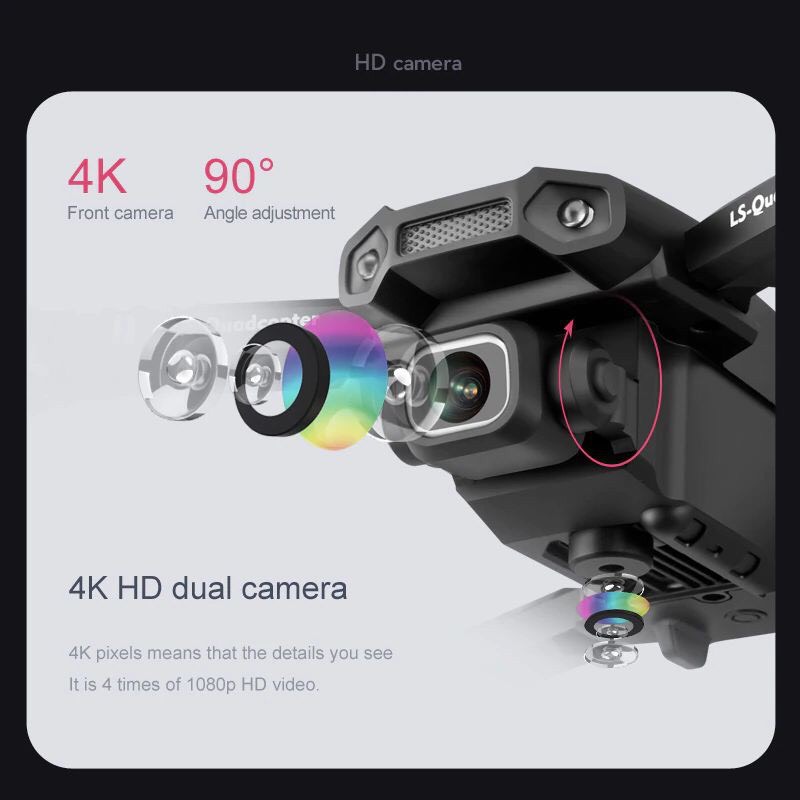 Flycam drone mini LS-XT6, Máy bay flycam 4 cánh điều khiển từ xa 4K chống rung quang học, Camera wifi sắc nét 720P, Giá rẻ hơn flycam 4k s167, l900 pro, l106 pro, SJRC F11 Pro, SE, Faith 2, Bugs 16 Pro, KF101, SG 108, Mavic 2 Pro, SG700, FS609