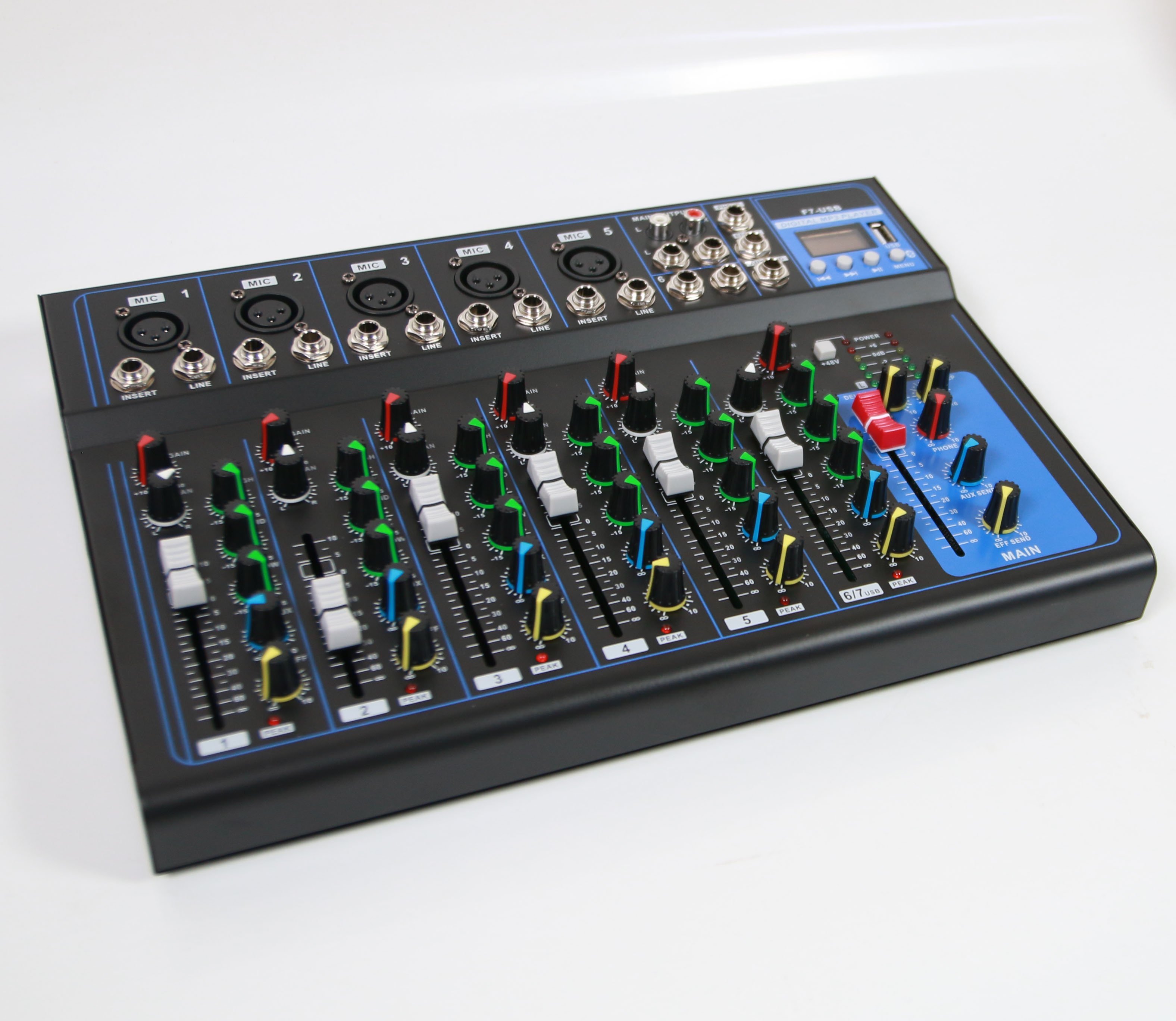 [ Mẫu Mới 2022 ] Bàn Trộn Mixer Sân Khấu Chuyên Nghiệp, Mixer F7 USB - 7 Kênh Cao Cấp - Có Bluetooth, Chống Hú Tuyệt Đối, Chuyên Hát Livestream, Karaoke Gia Đình [ HÀNG NHẬP KHẨU CAO CẤP]