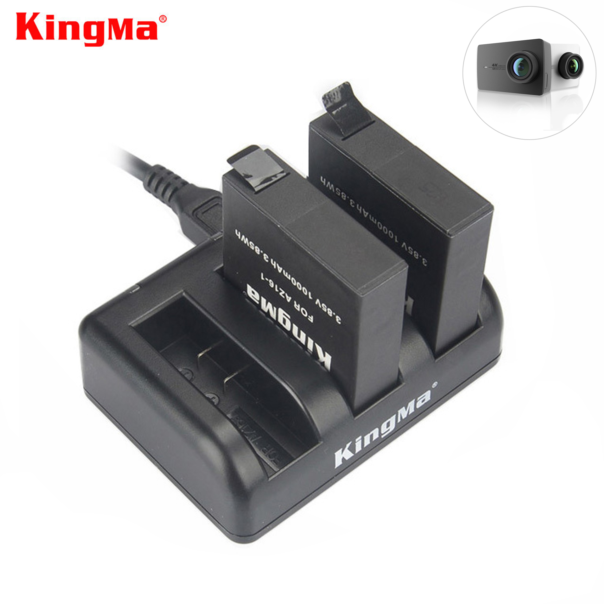 Combo sạc 3 + 2 viên pin cho Yi 4K Action camera