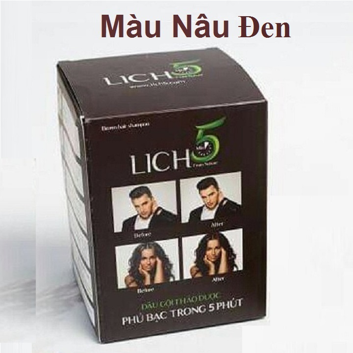 Dầu gội nhuộm tóc LICH5 [Màu Nâu Đen, Màu Đen]