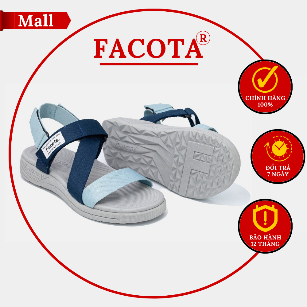 Giày sandal Facota nữ chính hãng NN10, Facota xanh phối nữ, Sandal đi học