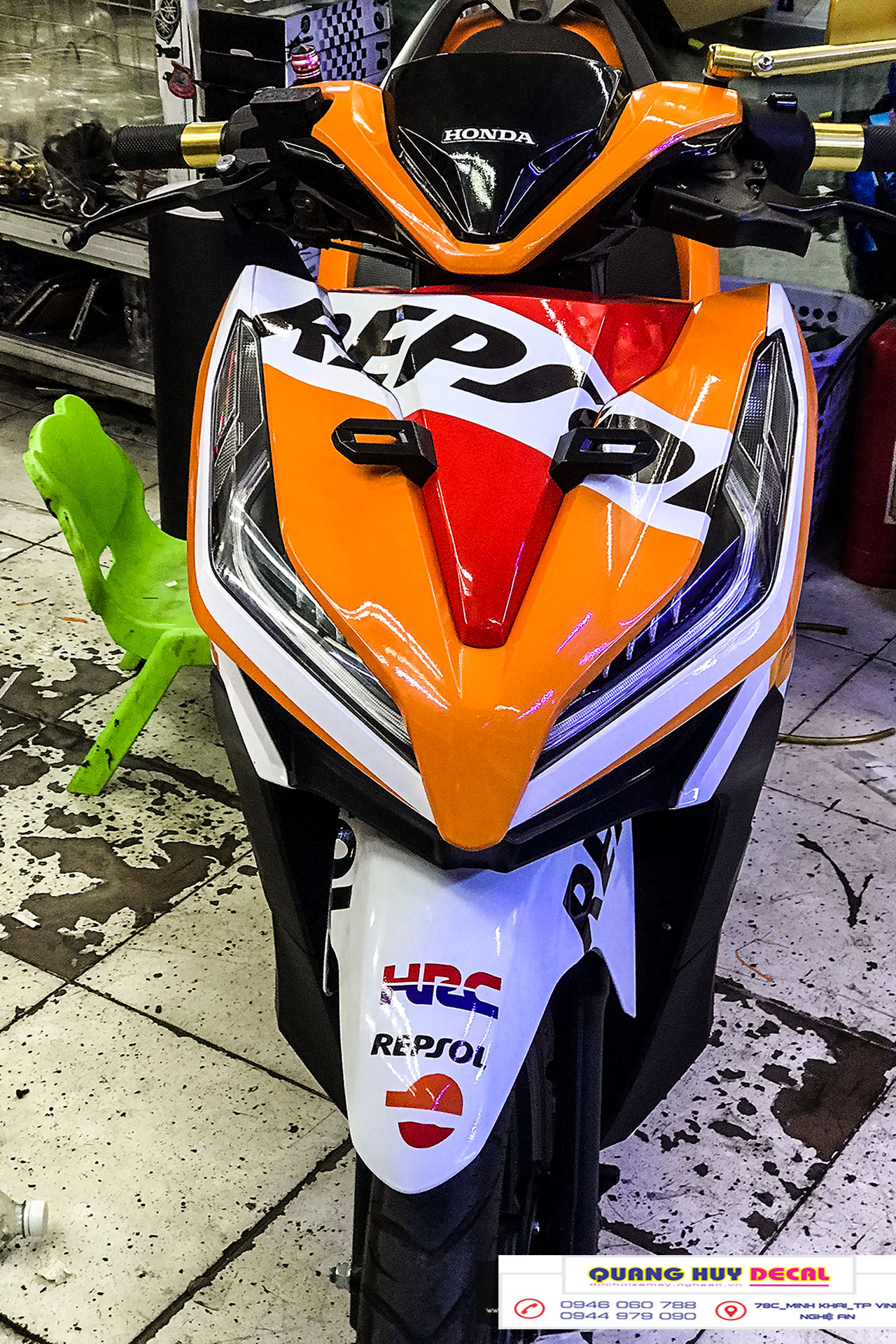 Tem trùm vario cam trắng repsol, tem xe vario, team vario, tem dán xe máy, tem vario 150, team xe vario, tem vario cam trắng repsol