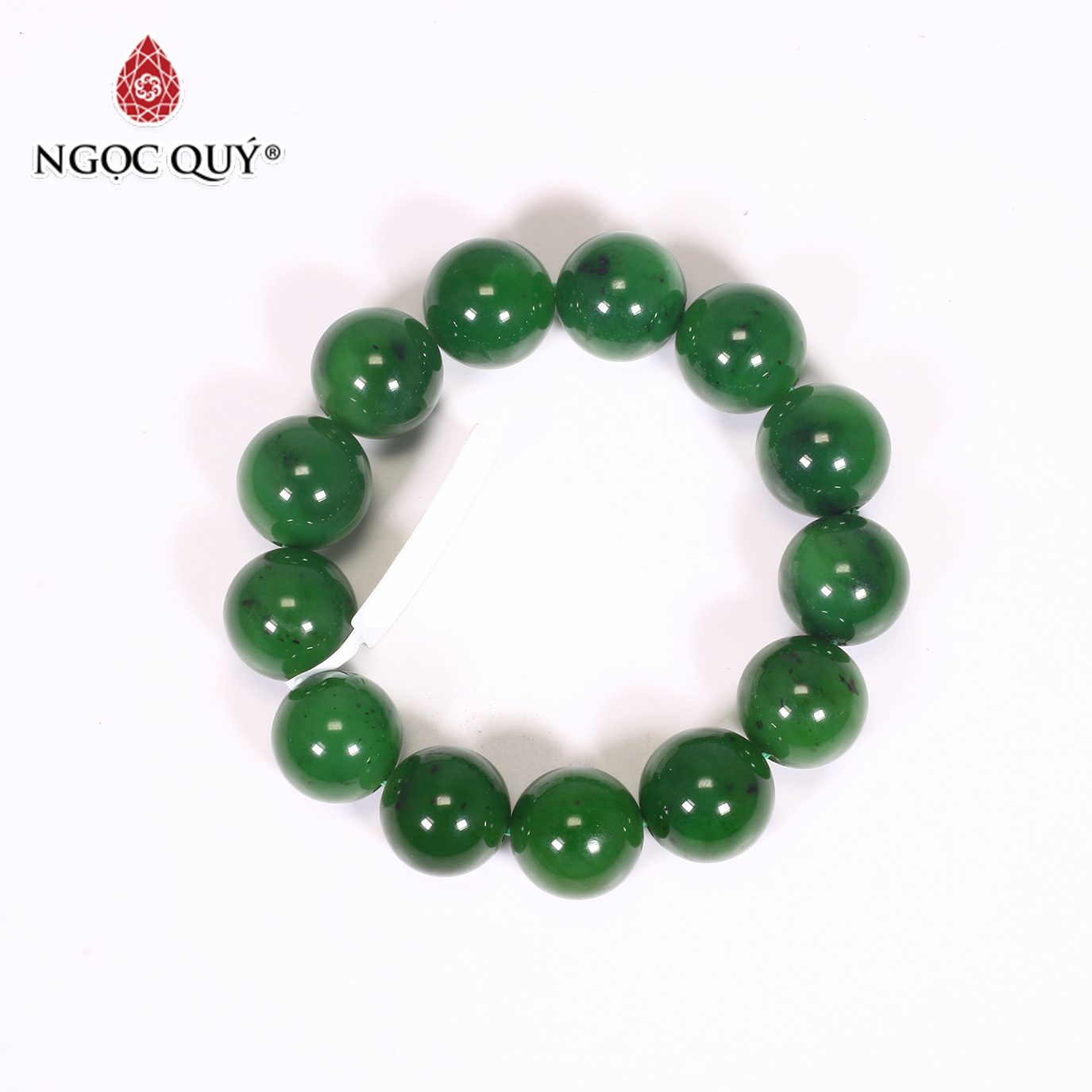 Vòng tay đá ngọc bích A size hạt 16mm mệnh hỏa mộc - Ngọc Quý Gemstones