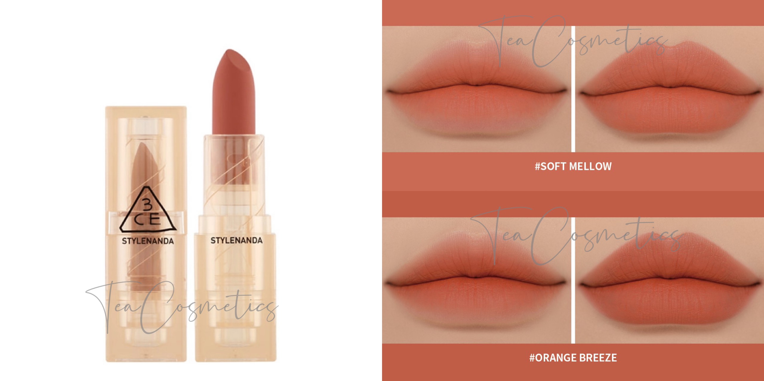 Son 3ce soft matte lipstick soft mellow – màu cam san hô