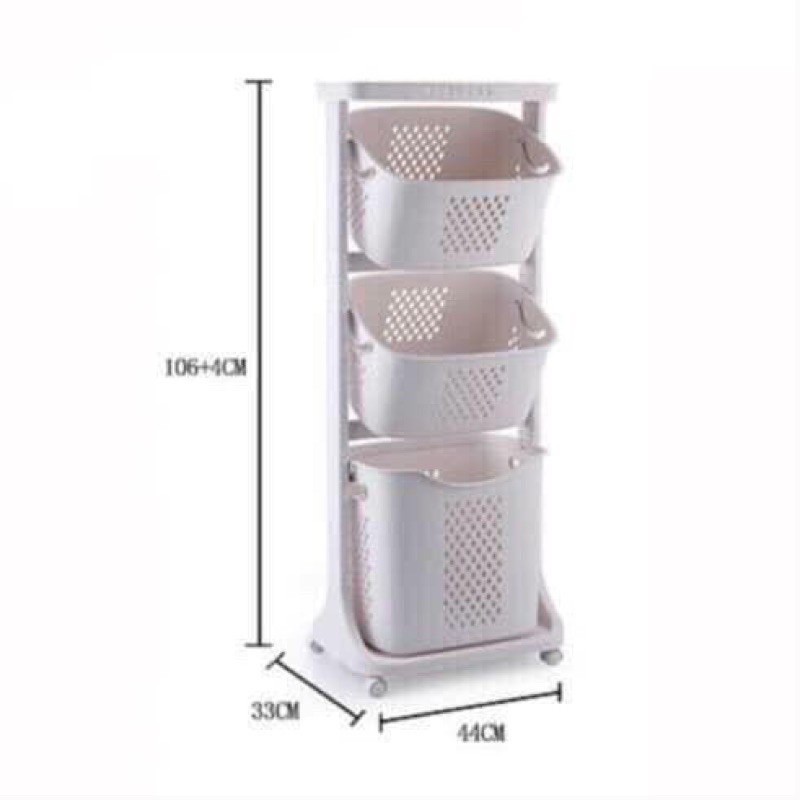 [HOT+FREE SHIP] Kệ rổ 3 tầng có bánh xe việt nhật ( 2 rổ nhỏ , 1 rổ lớn )