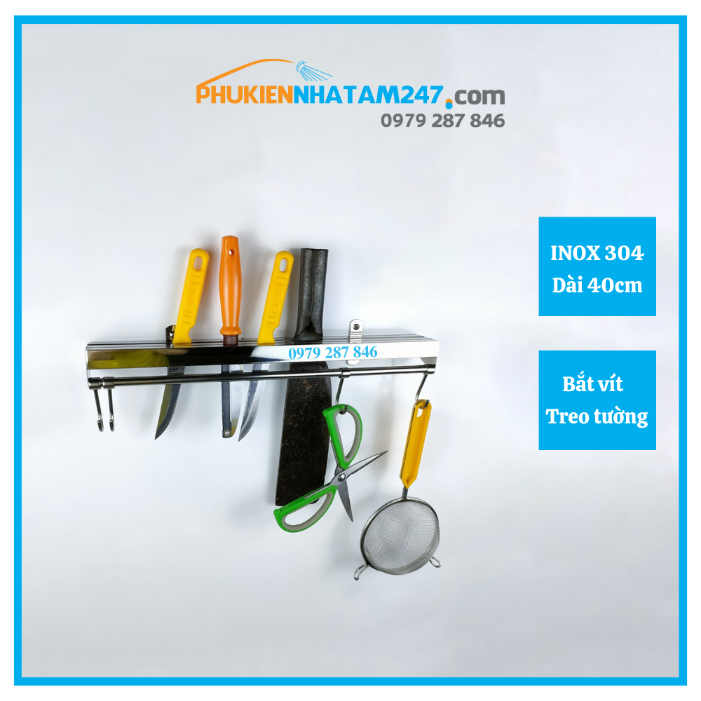 Đồ vắt dao, máng dao, dắt dao Inox 304 PHÁT ĐẠT không rỉ sét, giá để dao, treo dao bằng inox