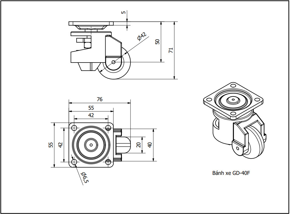 Bánh xe có khóa chống ICASTER