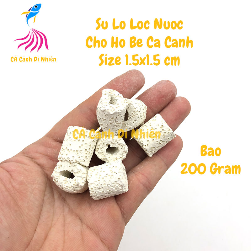 Sứ lọc nước bể cá vật liệu lọc hồ cá cảnh túi 200 gram - Sứ lỗ tròn nuôi vi sinh