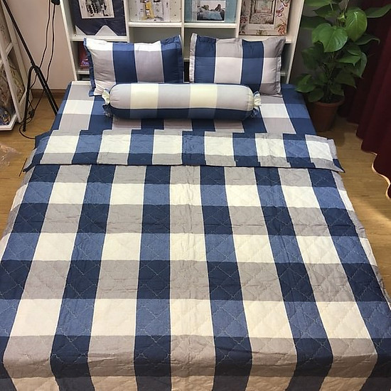 Chăn hè chần bông 2 mặt - Bộ ga vỏ gối 4 món.Không xù lông,không ra màu.Phụ kiện phòng ngủ.Chăn hè -Chăn đông.