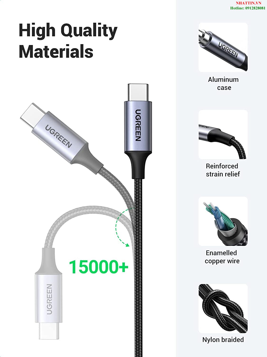Cáp chuyển đổi USB Type-C sang 3.5mm dài 1M Ugreen 20192 cao cấp (có Chip DAC)