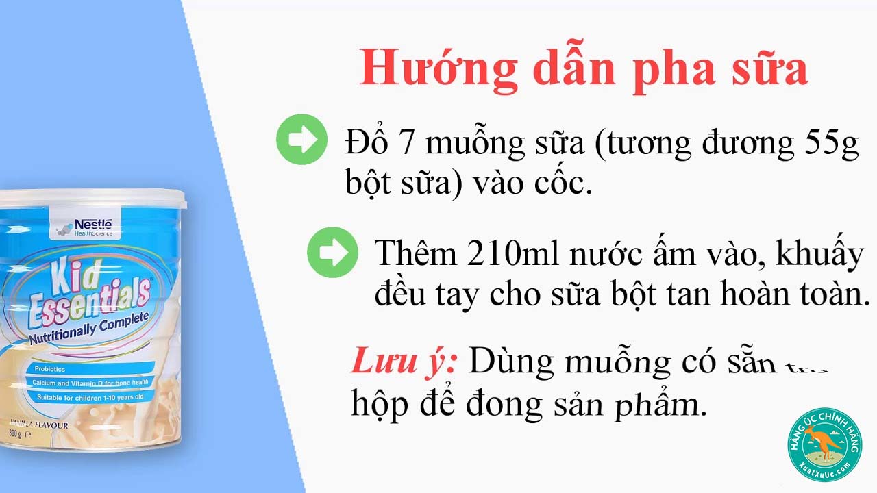 Sữa Kid Essentials Úc mẫu mới 850g