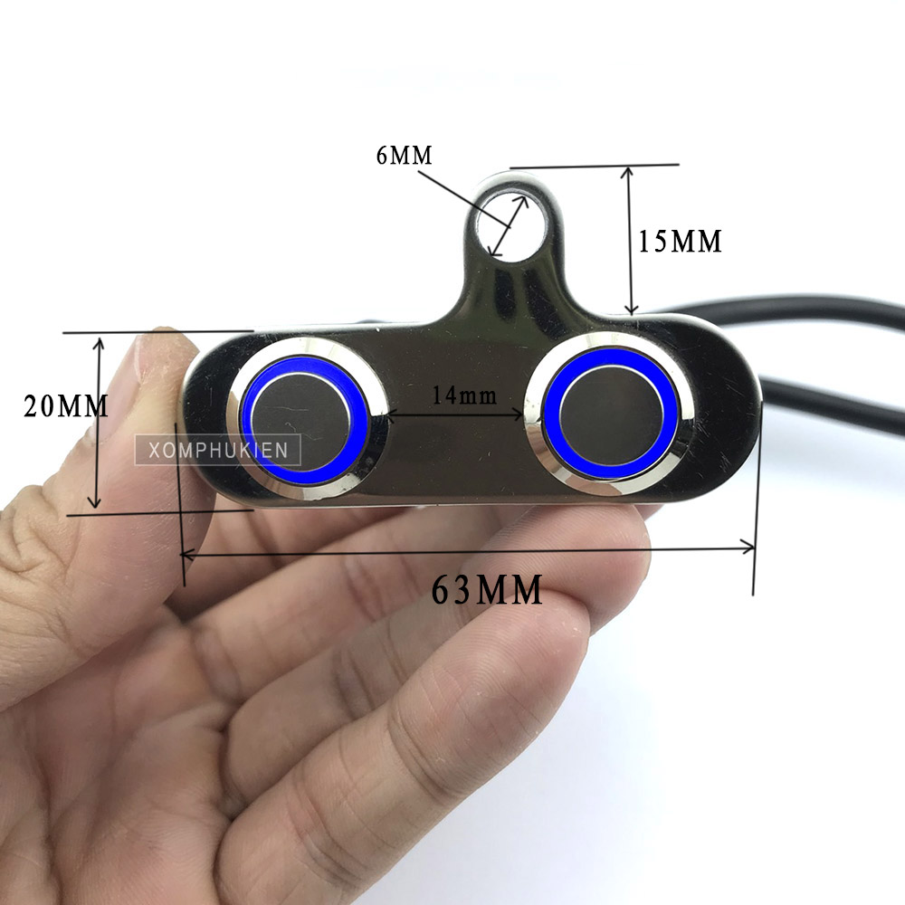 Công Tắc Led 2 Nút On Off Gắn Cùm Xe [ 2 Nút Ngang ]
