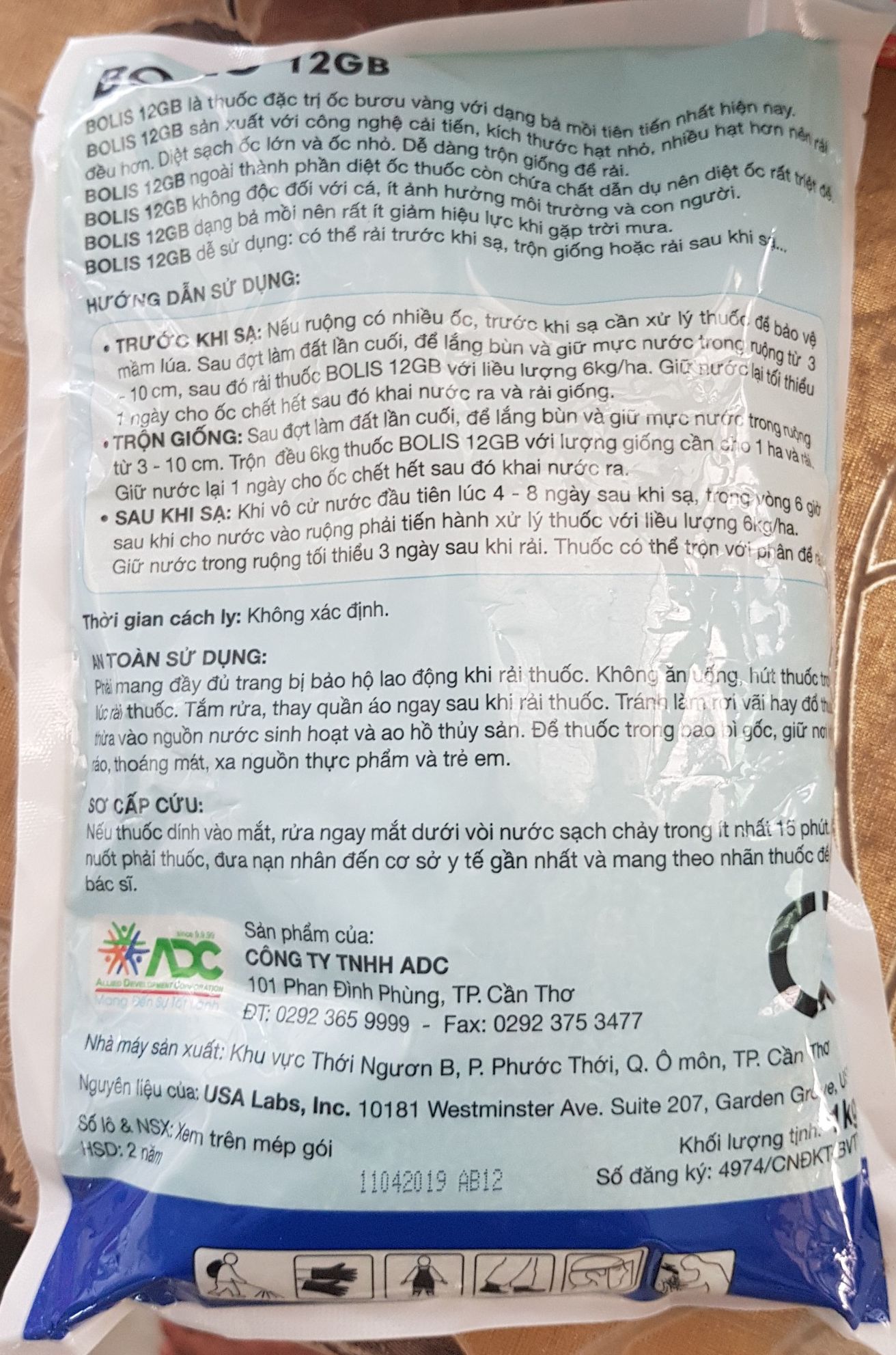 Thuốc diệt ốc Bolis 12GB - Gói 1kg - ADC