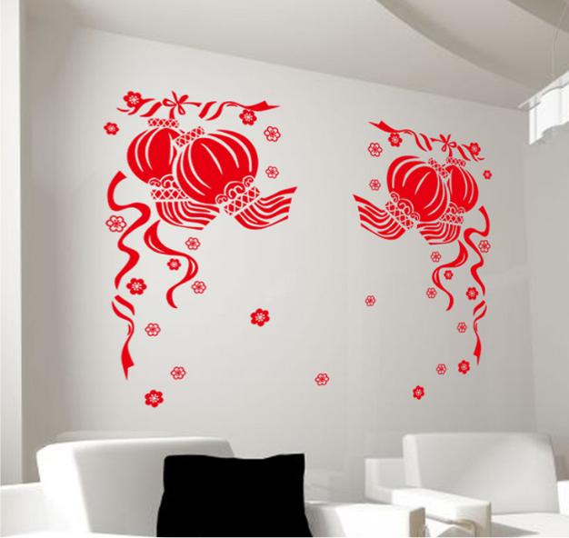 [HCM]Decal Trang Trí Tết - Lồng Đèn Đỏ Dây Leo