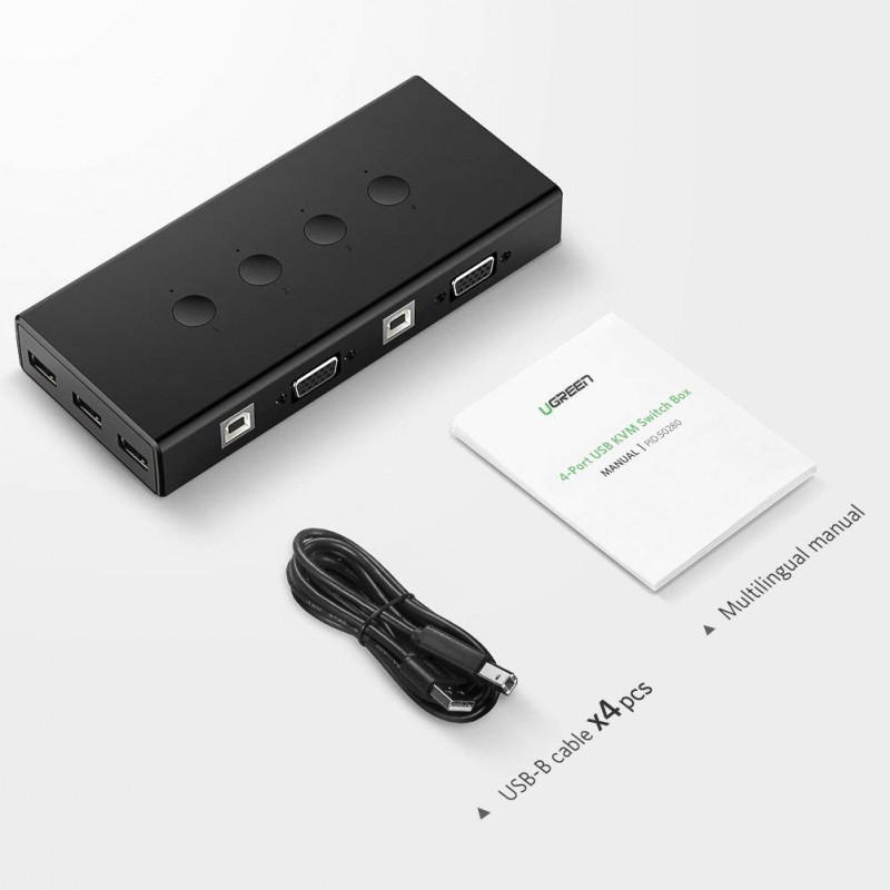Bộ KVM VGA SWITCH 4 IN 1 OUT CAO CẤP UGREEN 50280