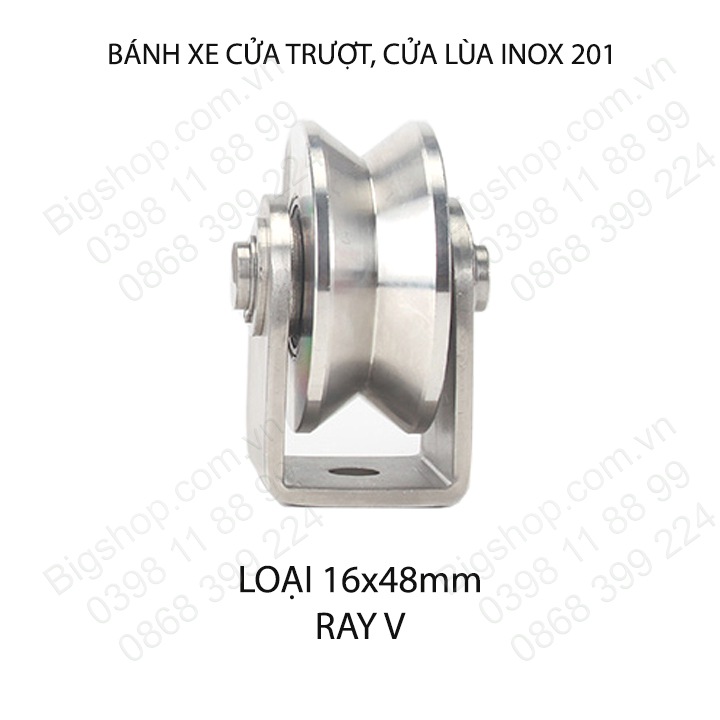 Bộ bánh xe cho cửa cổng trượt, cửa lùa bằng inox 201, loại 16x48mm, hình u, v, h tùy chọn