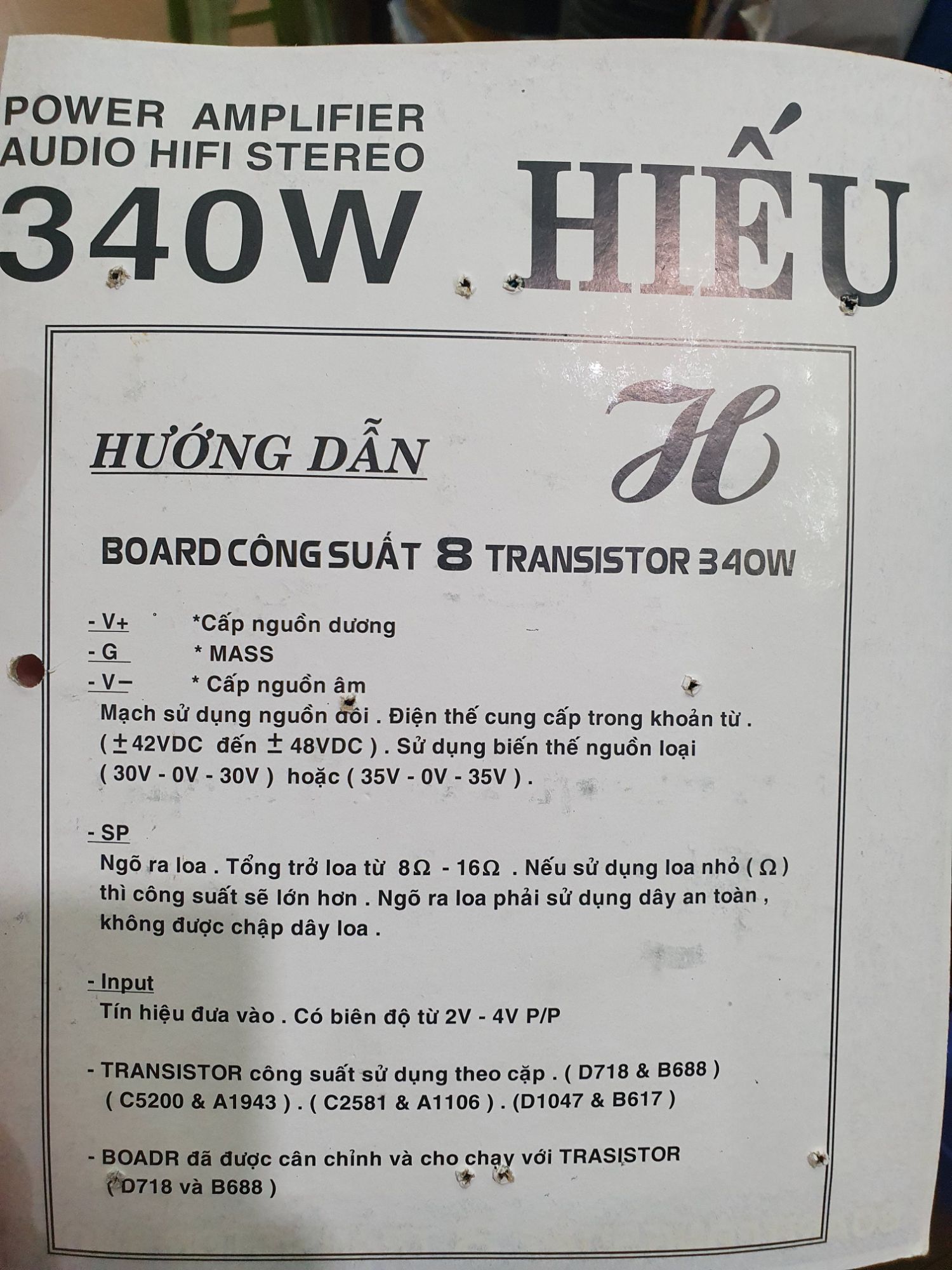 bo mạch công suất 8 sò 2 vế 340w
