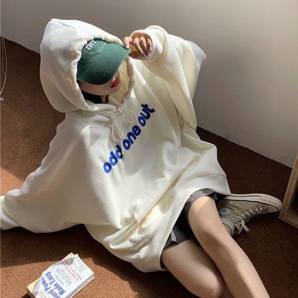 Áo HOODIE TRẮNG basic odd from thụng tay to