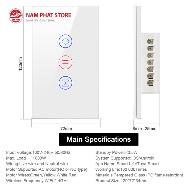 Công tắc cửa cuốn thông minh Wifi TUYA SMART