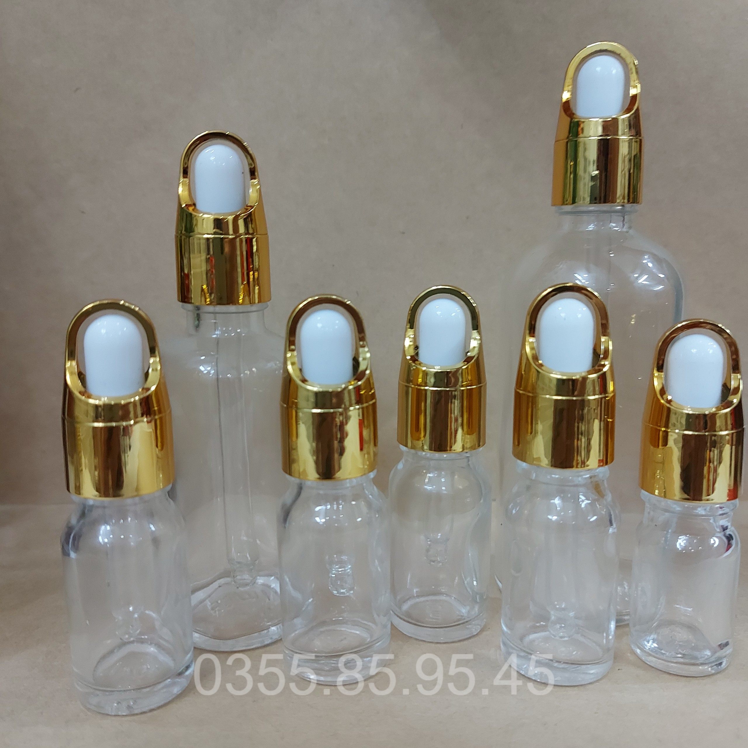 10 Chai thủy tinh chiết serum, tinh dầu thân TRONG nắp bóp QUAI, bóp GIỎ HOA 5ml 10ml 15ml 20ml 30ml 50ml 100ml, chai đựng serum, lọ chiết mỹ phẩm du lịch