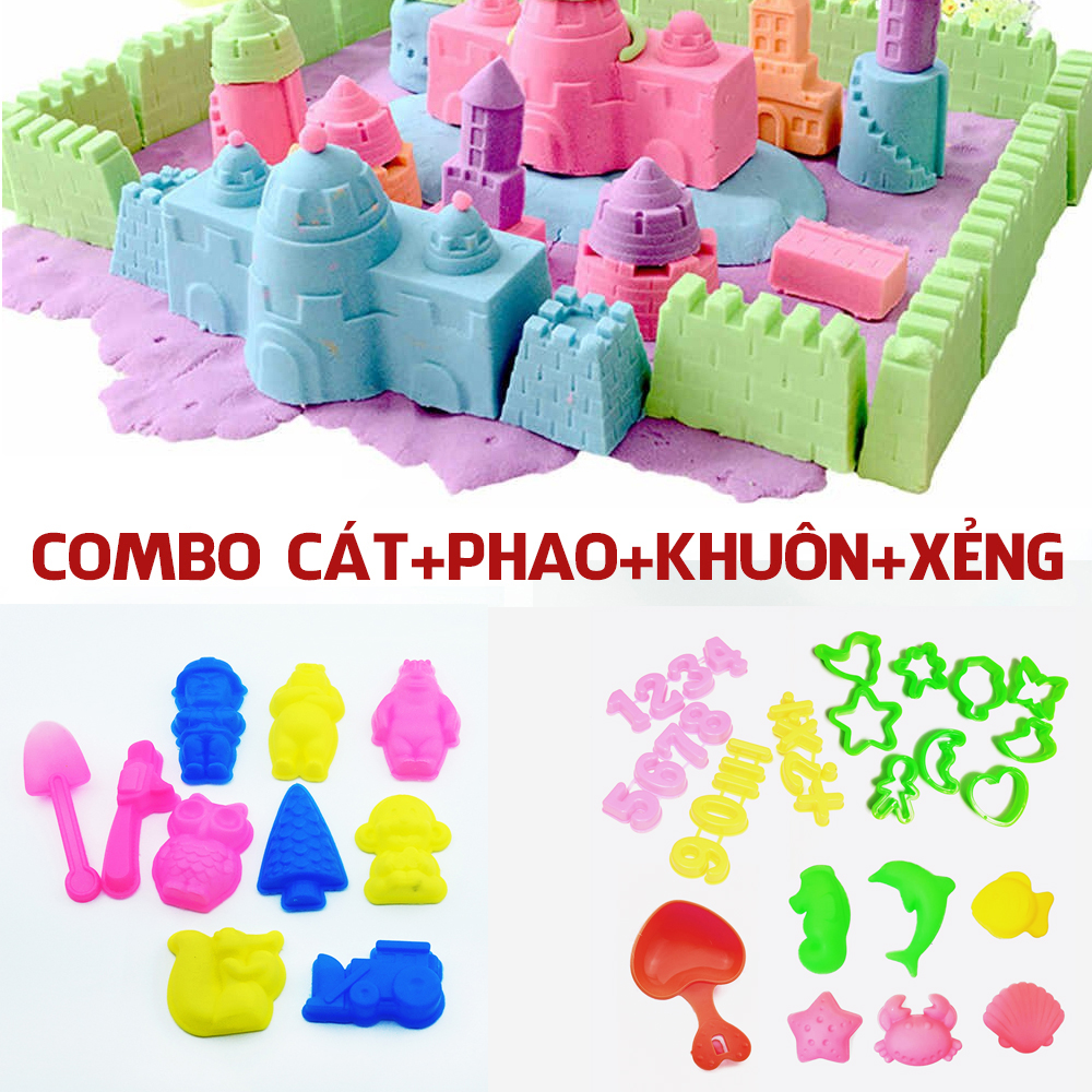 Combo 1kg Cát Động Lực Trọng Lực Vi Sinh Kèm Phao Hơi Khuôn Lâu Đài Động Vật Legaxi