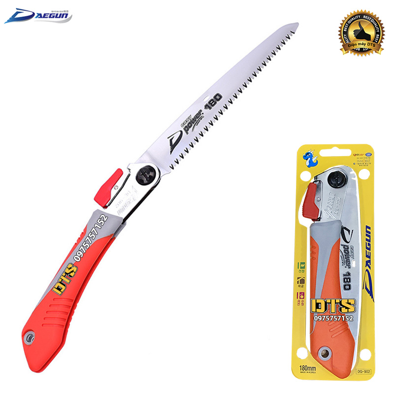 Cưa gỗ cầm tay DAEGUN, cưa cành cán xếp 180mm, cưa gấp gọn thép cao cấp Made in Korea