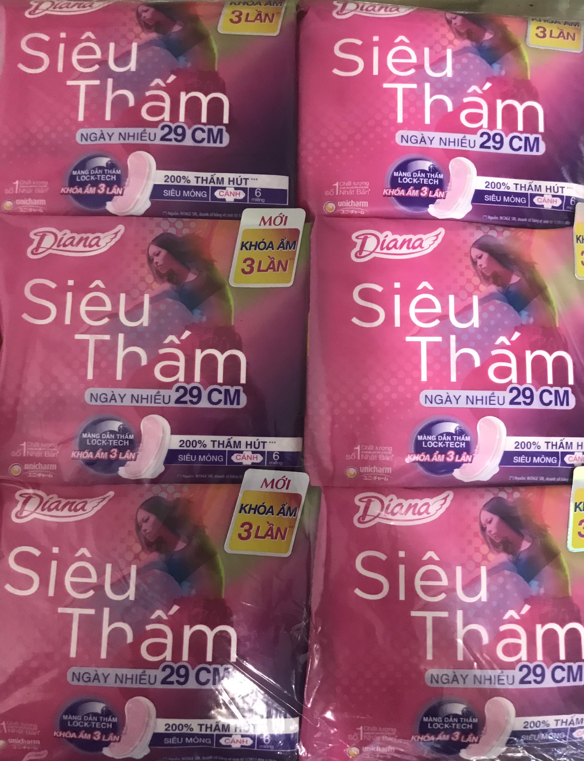 [HCM]BVS Diana Siêu Thấm Siêu Mỏng Cánh Ngày Nhiều 29cm 6 Miếng