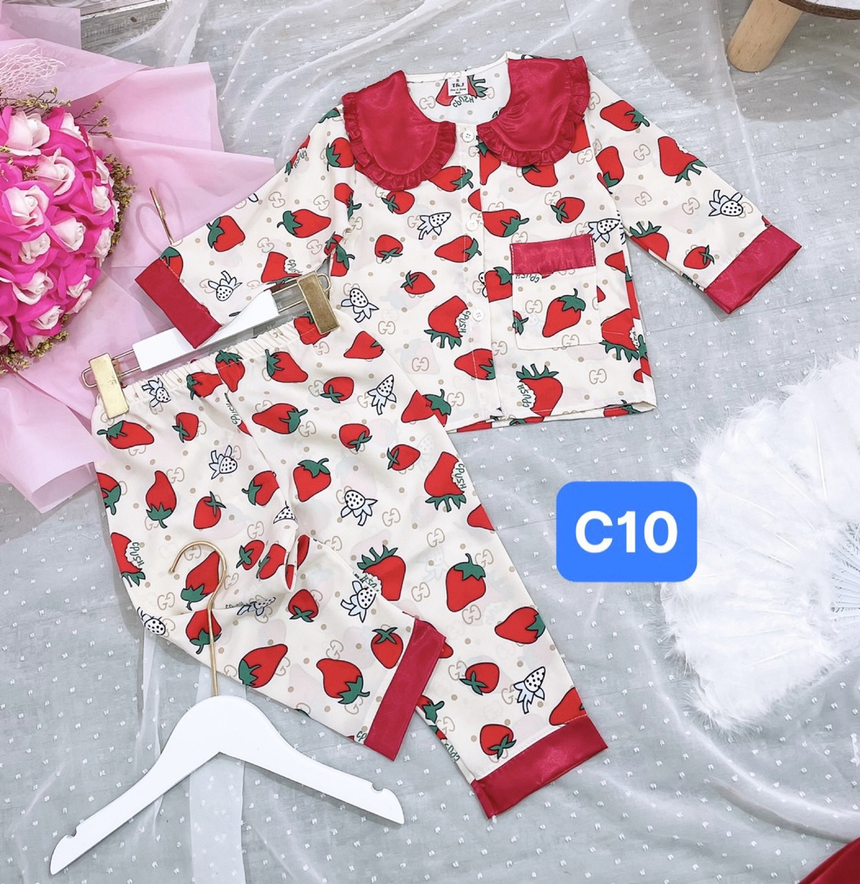 bô pijama lụa mango cho bé 22-35kg
