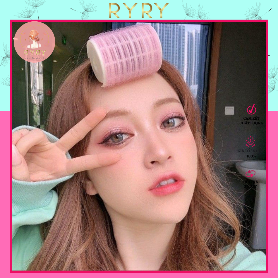 Set 2 lô cuốn tóc tự dính 2 lớp (lô gai cuốn cúp tóc phồng mái 2 lớp)