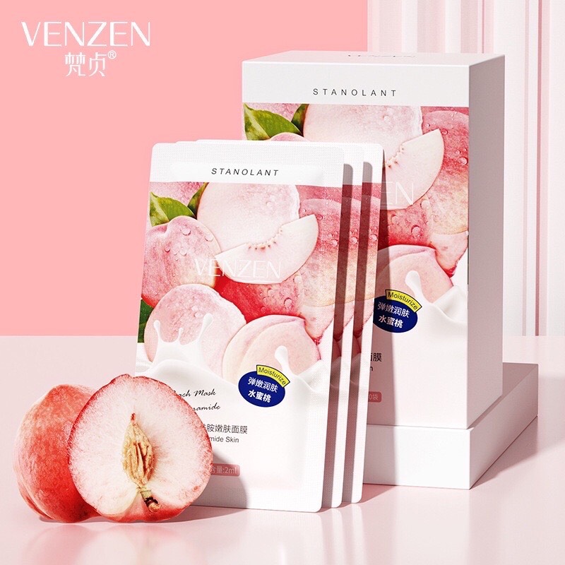 [COMBO 30 GÓI] Mặt nạ ngủ dưỡng trắng dưỡng da cấp ẩm ha Sữa Đào Venzen Kin Beauty