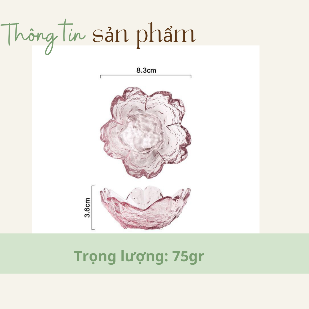 Bát chấm, đĩa chấm thủy tinh trong suốt cánh hoa