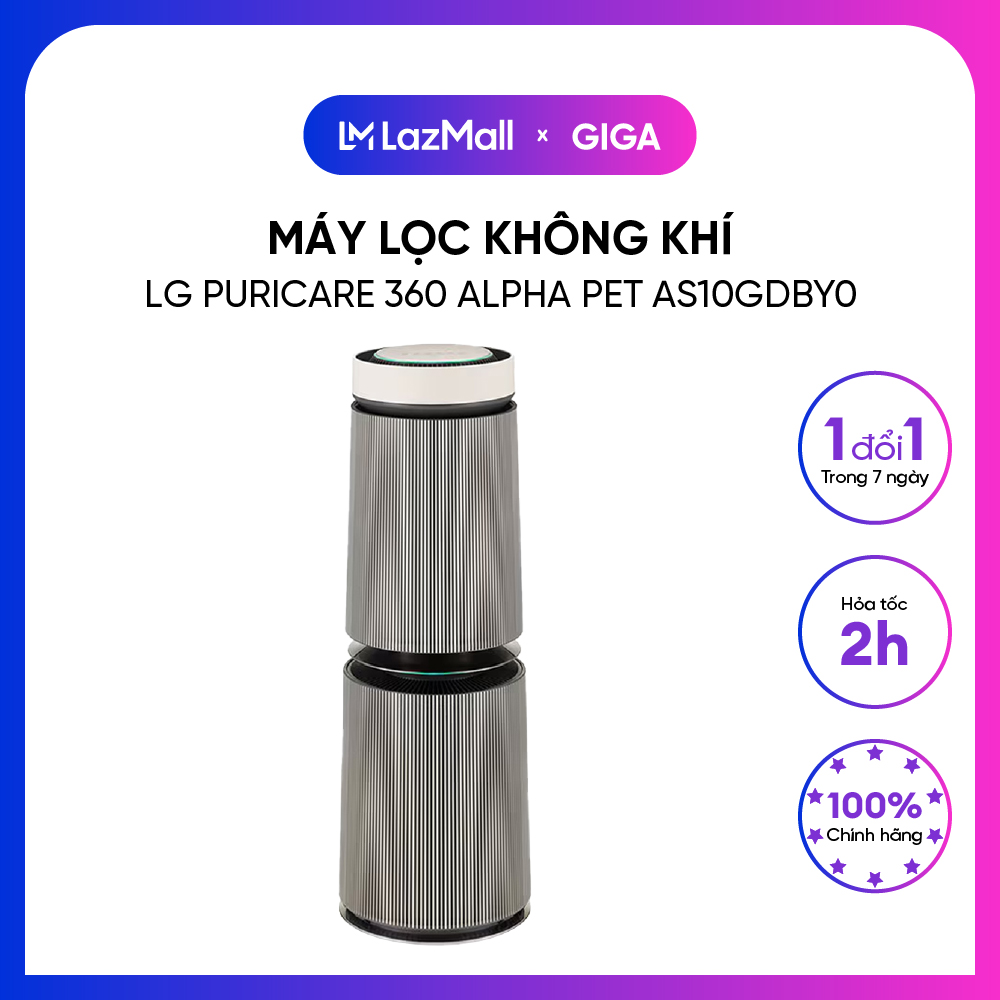 Máy lọc không khí lg 2 tầng puricare 360 alpha pet as10gdby0.abae