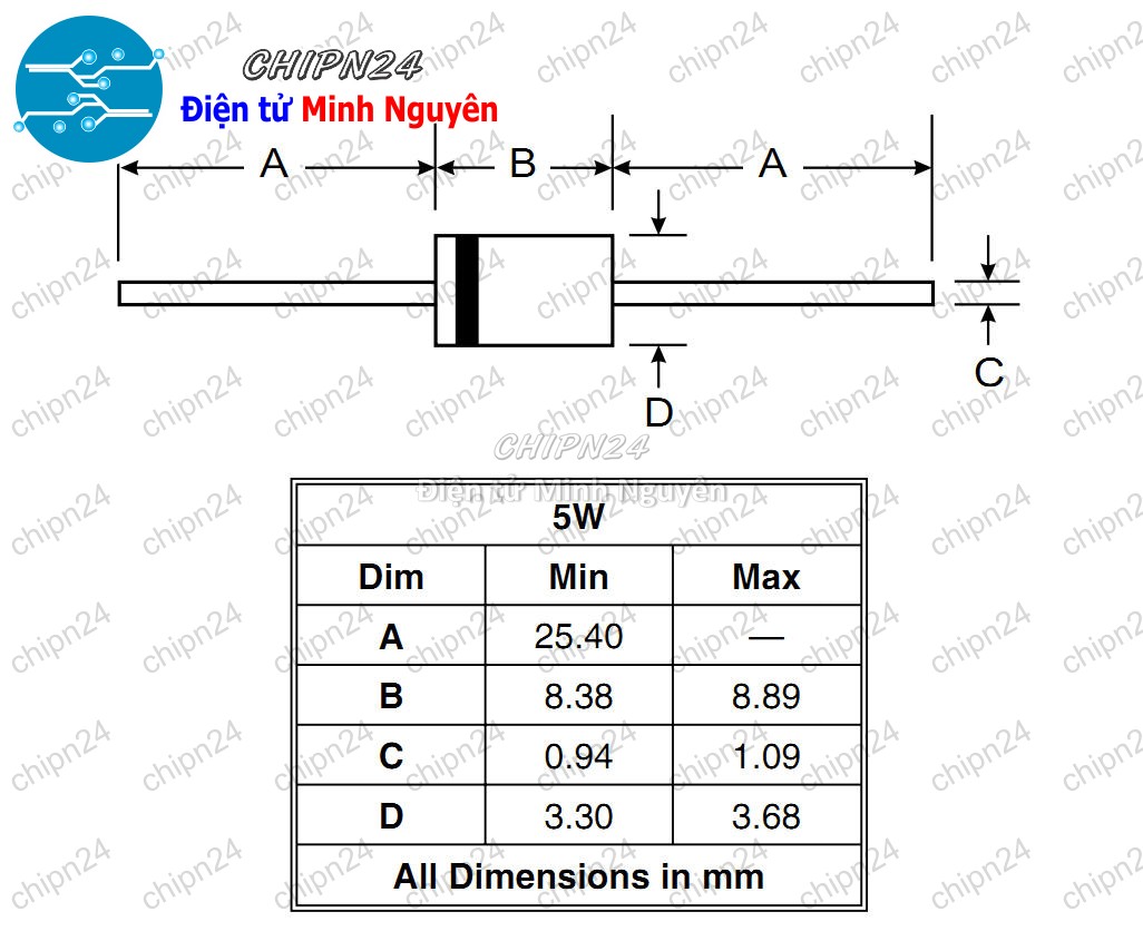 [3 con] (K487) Diode zener 5W Chân Cắm (3.3V 3.6V 3.9V 4.3V 4.7V 5.1V 5.6V 6V 6.2V 7.5V 8.2V 9.1V 10V 11V) - [Chọn Loại] - HHH.00379