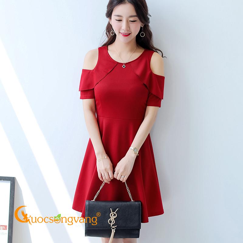 Váy đầm công sở đầm xòe hở vai GLV054