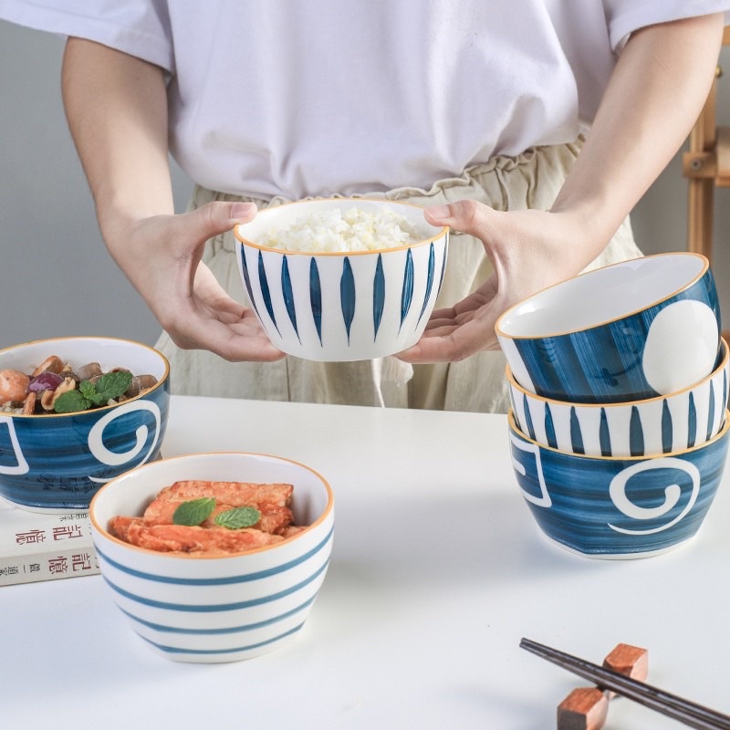 Bát sứ ăn cơm, chén bát ăn chè đế vuông phong cách Nhật Bản cao cấp