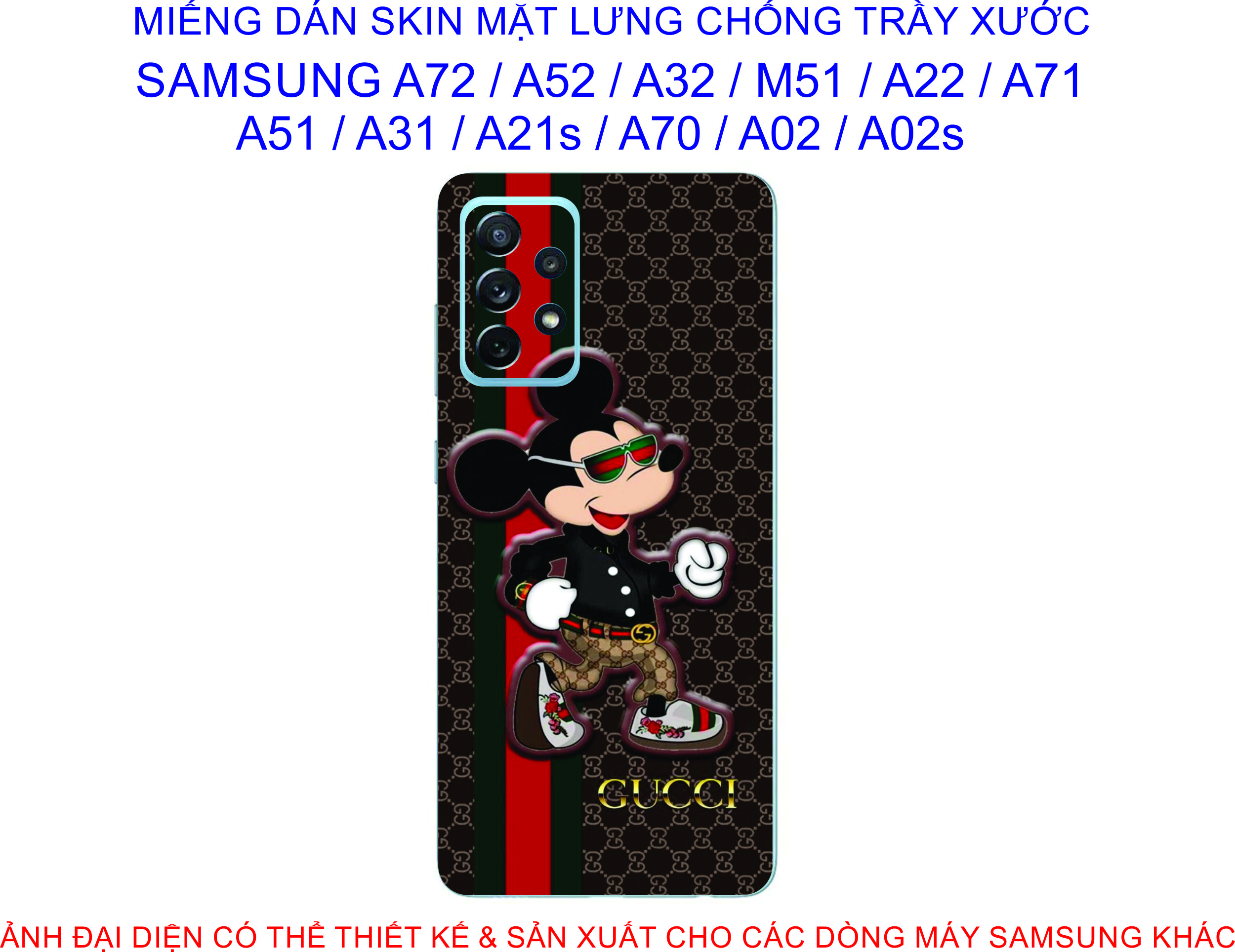 Miếng dán skin mặt lưng samsung a72 / a52 / a32 / a22 / m51 / a71 / a51 / a31 / a21s / a12 / a02 / a02s chống trầy xước