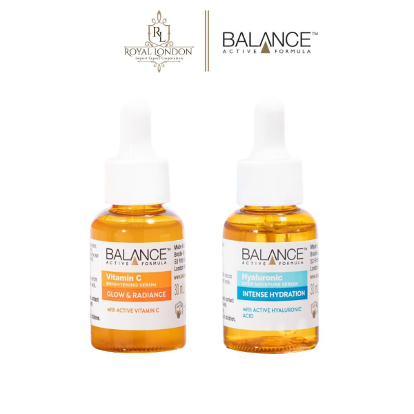 Combo trắng da căng mượt serum Vitamin C + serum Hyaluronic Balance Active Formula 30ml/ chai cao cấp