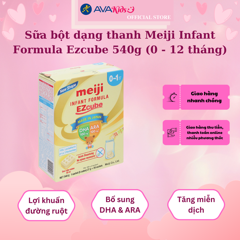 Sữa bột dạng thanh Meiji Infant Formula Ezcube 540g (0 - 12 tháng)