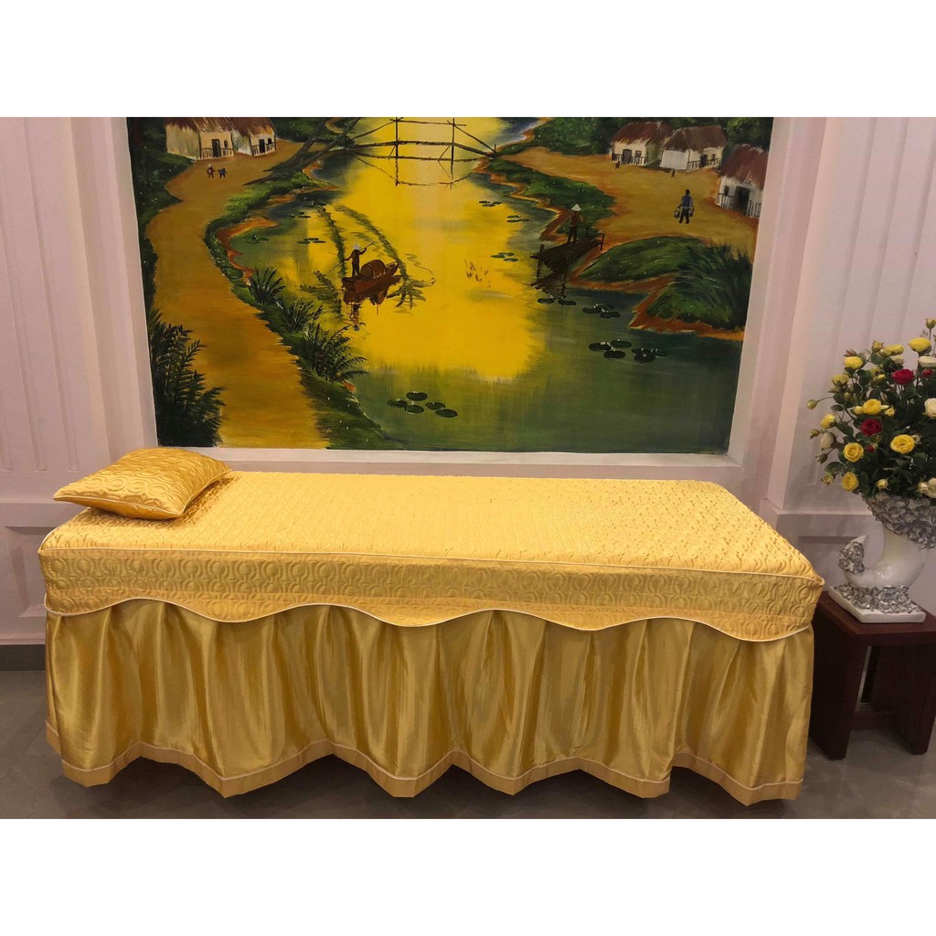 Ga giường phi lụa trần bông cao cấp cho spa, nối mi, phun xăm, thẩm mỹ